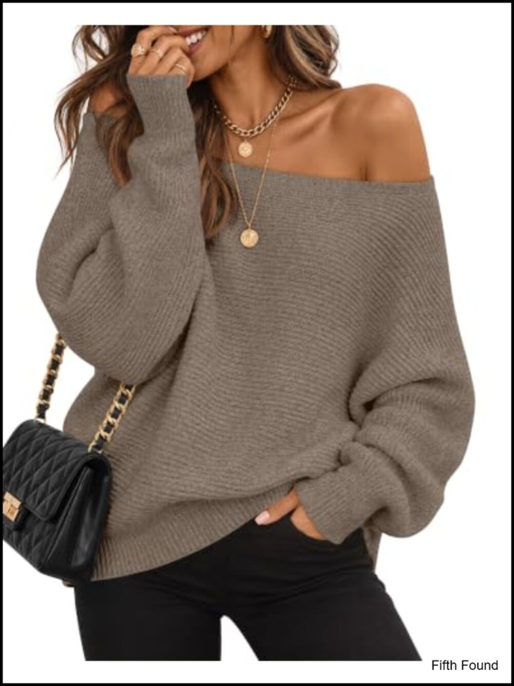Off Shoulder Oversized Knit Sweater Pullover Top